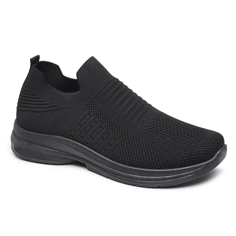 [GROSIR][COD] SEVEN_DAY SEPATU RAJUT SLIP ON WANITA OLAHRAGA TANPA TALI SPORT SHOES HITAM A-6613