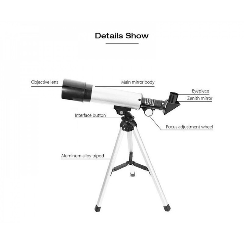 Teropong Bintang Teleskop Astronomical Telescope 50mm 60X Zoom Tripod