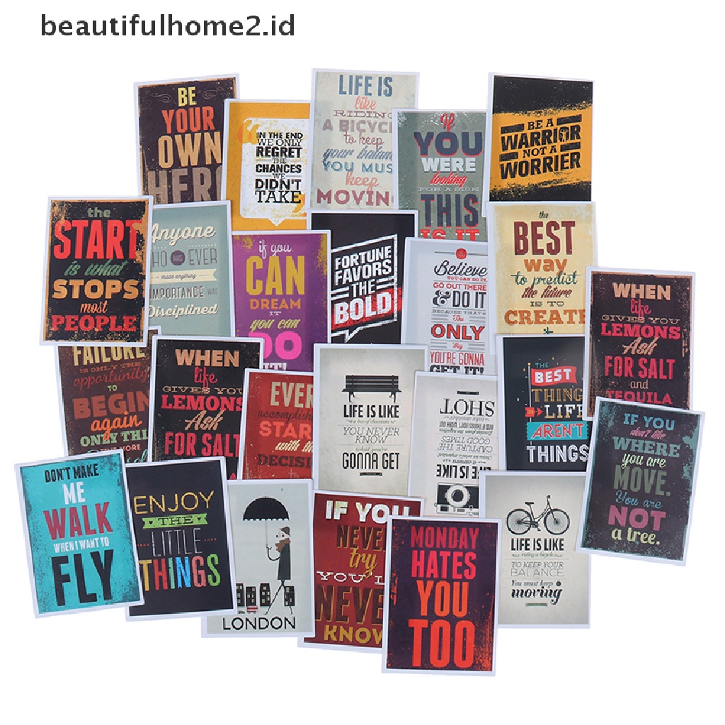 (Beautifulhome2.Id) 25pcs Stiker Motif Tulisan Motivasi Kehidupan Untuk Dekorasi Skateboard / Laptop / Koper