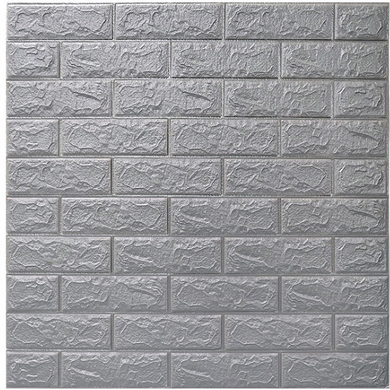 （COD）Promosi terlaris！！Wallpaper dinding 3D kamar tidur wallpaper Foam Motif Batu Bata Dekorasi kamar Stiker Dinding for Bedroom-ZW-5 perak