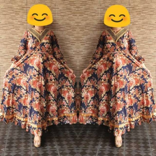 Gamis katun jepang motif bunga