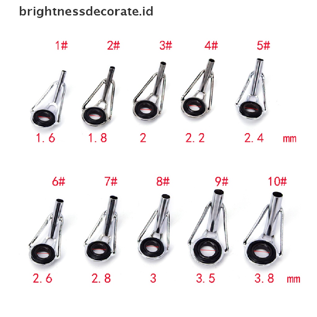 (Birth) 80pcs Ring Guide Joran Pancing 10 Ukuran Bahan Baja Warna Hitam