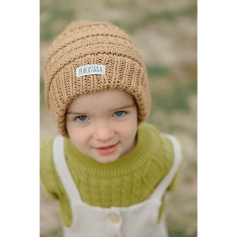 BohoBaby BRAIDS BONNET / KNIT BEANIE HAT BohoPanna / Boho Topi Kupluk Anak Kualitas PREMIUM - NEW