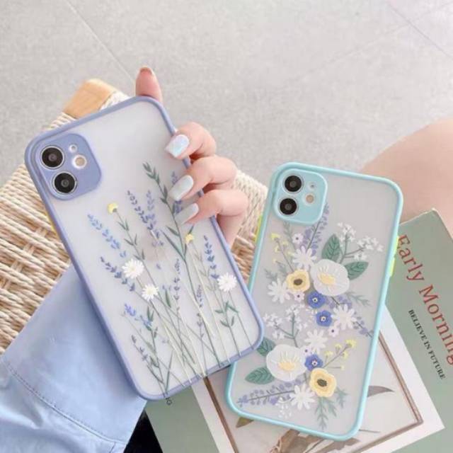 Case Flower Print Tosca iPhone Realme Vivo