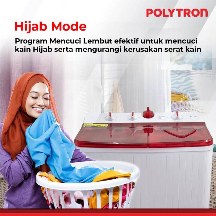 Mesin Cuci POLYTRON PWM-9072 / 2 Tabung 9kg PWM9072 / PWM9072B / PWM9072N