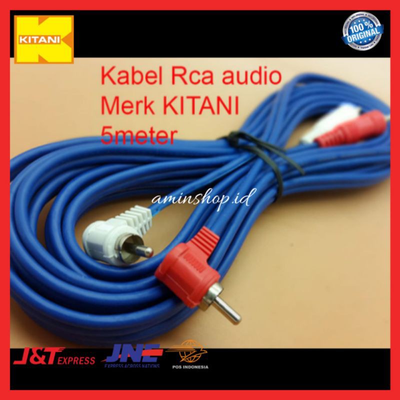 Kabel AUDIO RCA 2 K 2 Male Merk KITANI ( Cable RCA ) Panjang 5m