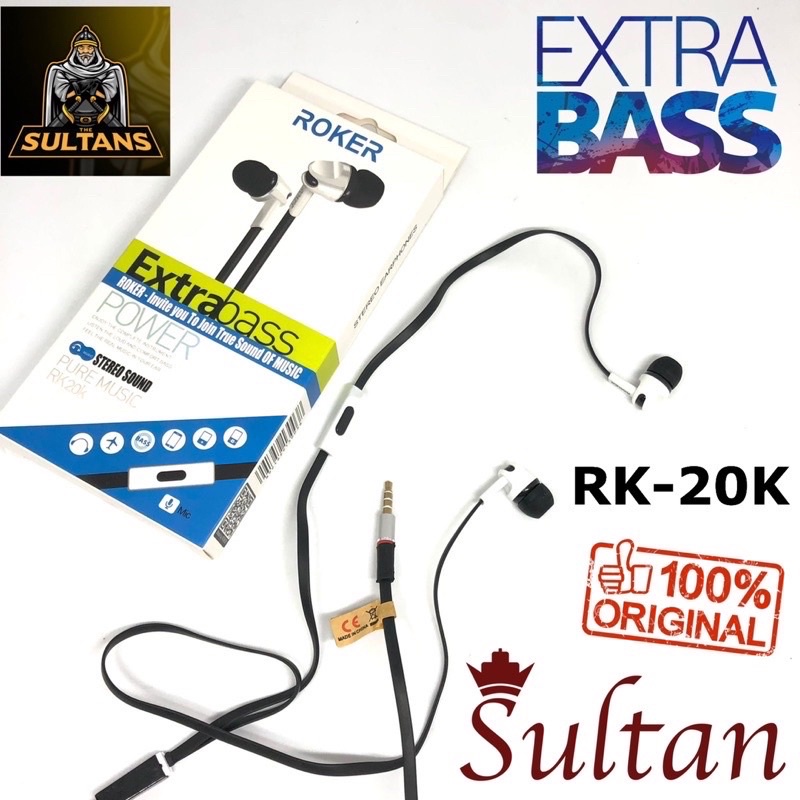 Handsfree ROKER EXTRA BASS RK20K Headset Roker Original RK20K Handset Handsfree Roker Earphone Roker Promo Sen