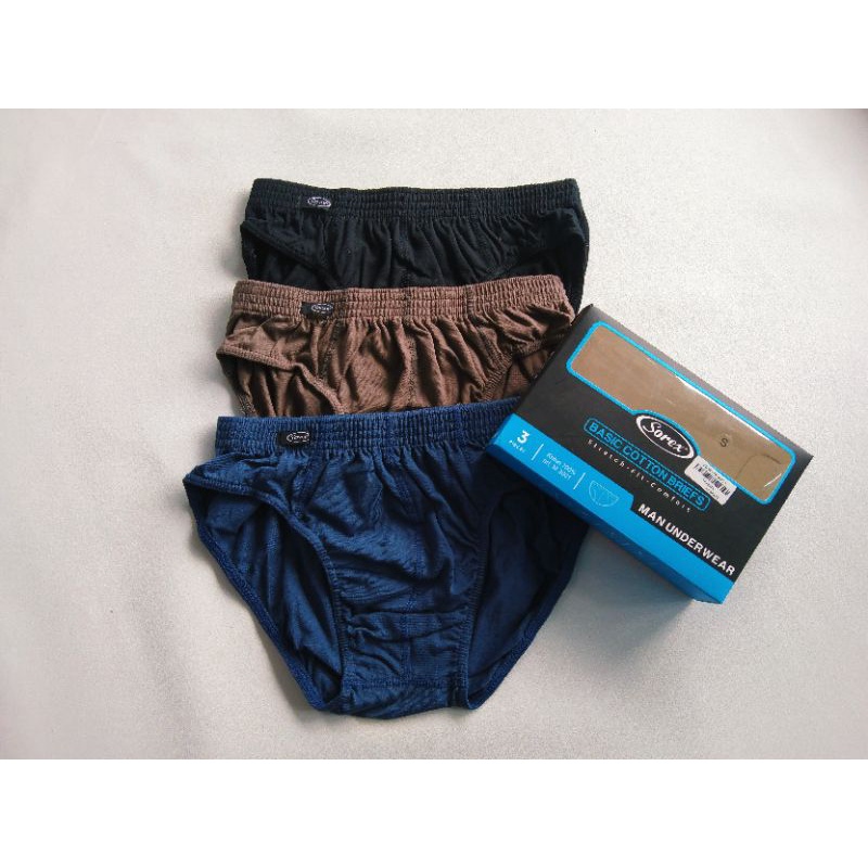 CD Pria Sorex 3001 (3 PC) Isi 3 Pcs - Sorex Man CD Pria Laki M 3001Basic Cotton Briefs CD Cowok Katu