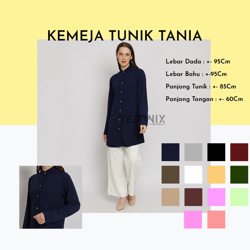 YELONIX - KEMEJA TUNIK TANIA POLOS WANITA PANJANG