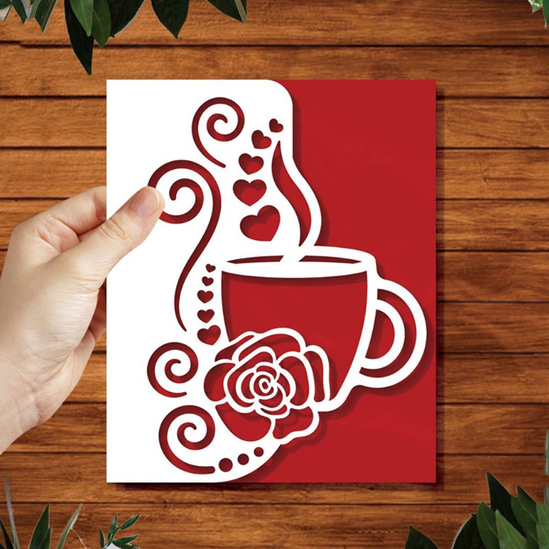 Zzz Cetakan Stensil Cutting Dies Motif Cangkir Kopi Natal Bahan Metal Untuk Scrapbook / Craft DIY