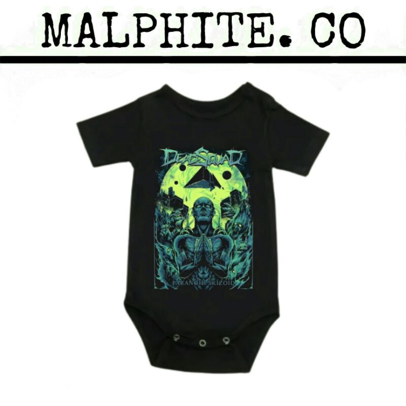 Kaos Baju Bayi Baby Jumper Kids Band Deadsquad Paranoid Skizoid Motif Lengan Pendek Jumpsuit Sleepsu