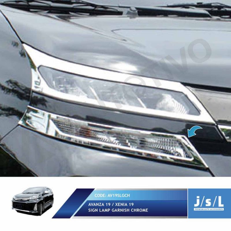 PAKET Garnis Depan Belakang Sign Lamp Avanza Xenia Veloz 2019 Chrome