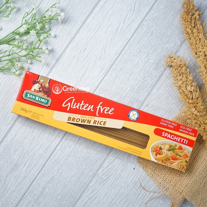 

pasta-aneka- san remo gluten free organic brown rice pasta spaghetti 250gr -aneka-pasta.