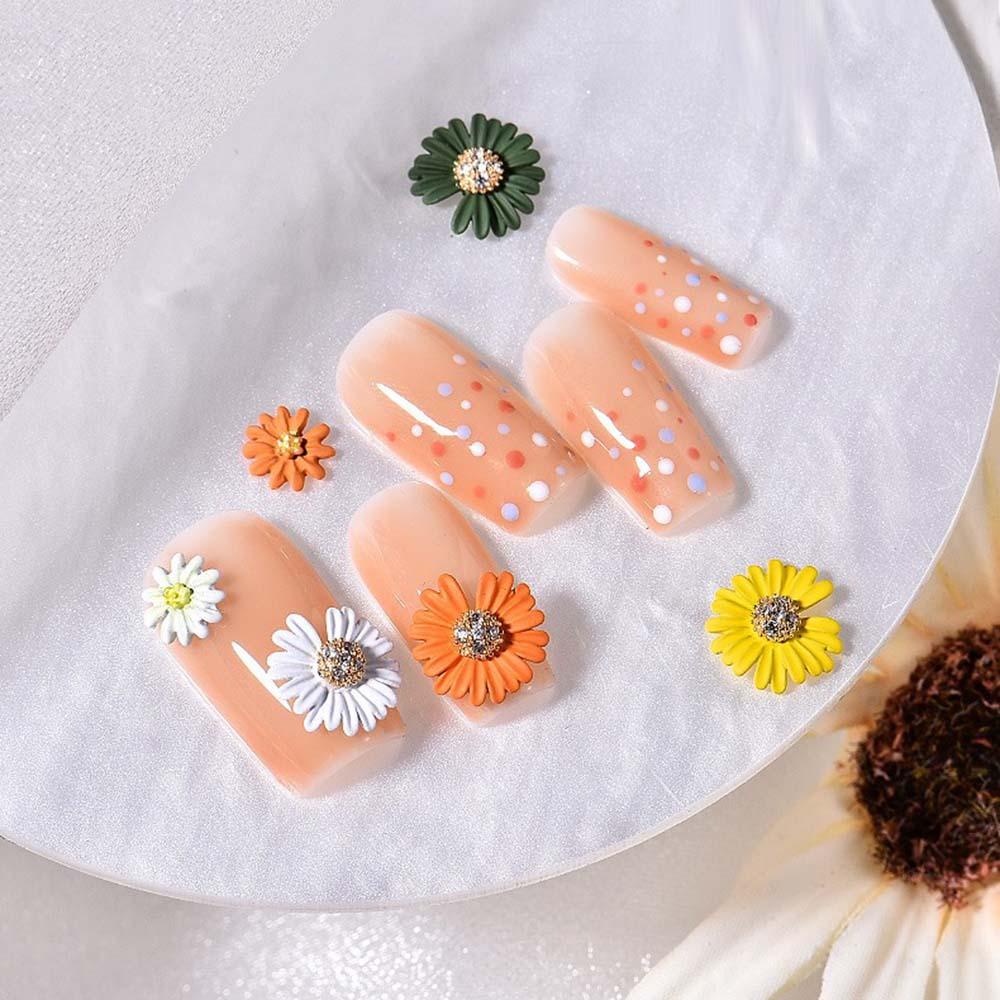 AUGUSTINA Agustina Daisy Kuku Berlian Imitasi Jepang Manicure Aksesoris Indah Bunga Perhiasan 3D Kuku Ornamen