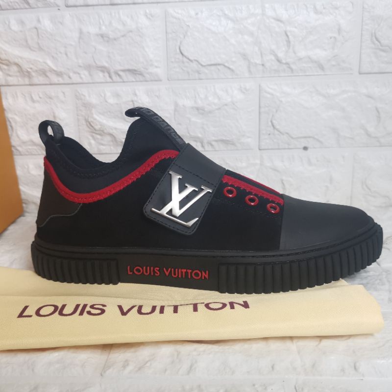 sepatu lv sneaker lou is vuitton pria hitam shoes men cowok P1SHOES kulit asli mirror quality