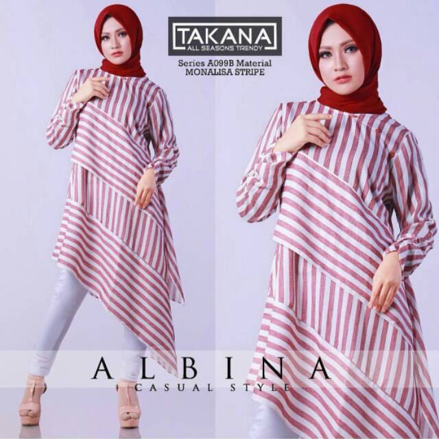 Dijual Baju Tunik Stripty   Albina Tunik   Katun   Baju Tanah Abang Limited