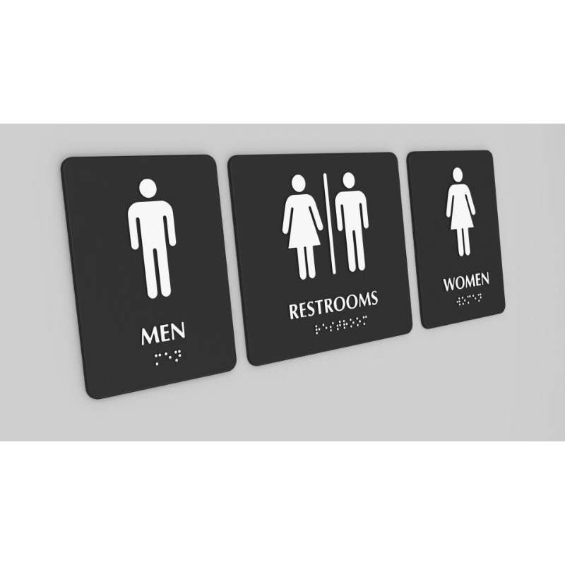 Jual Sign Toilet Men Woman Exit Entry Push Pull Braile Tuna Netra