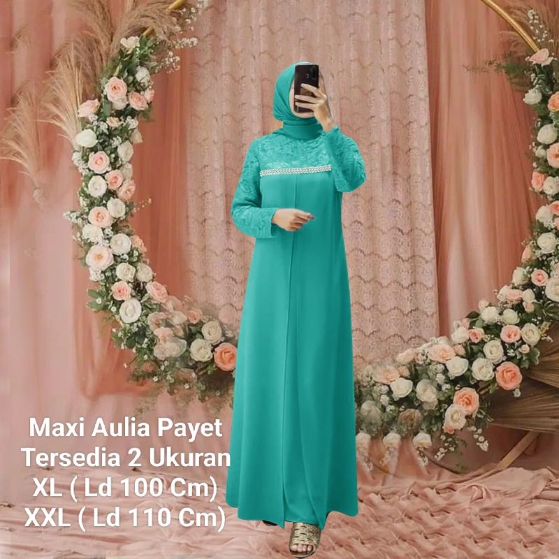 Gamis Perempuan Dewasa Terbaru Maxi Aulia Payet Matt Moscrepe Ukuran Jumbo Model Kekinian Good qualty premium