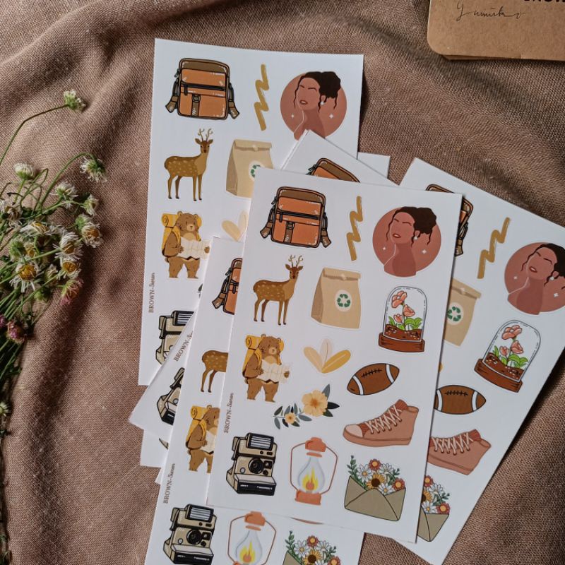 

Sticker Pack Brown Theme Aesthetic Material Doff Vinyl Susu By Sieren Stuff