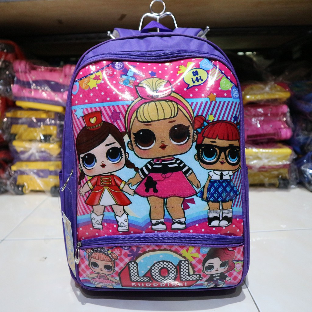 Tas Gendong Anak Anak Cewek Perempuan Model Warna Ungu Ransel Sekolah PAUD TK SD Bahan Tebal