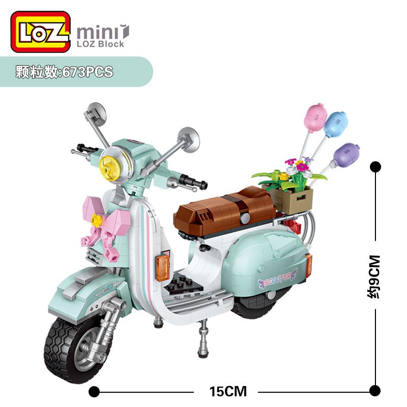 LOZ Mainan Balok Susun Kreatif - Motorcycle Scooter Blocks Bricks Toy Miniatur Motor Vespa 1117