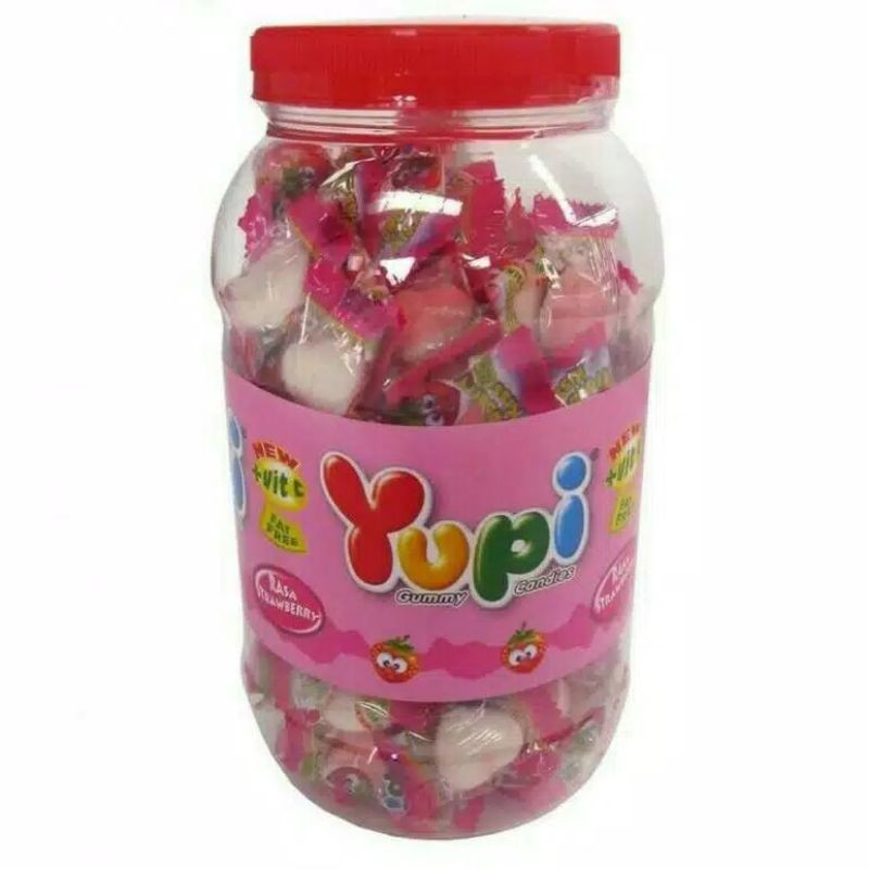 

Yupi Strawberry Kiss Toples Isi 125pcs Permen