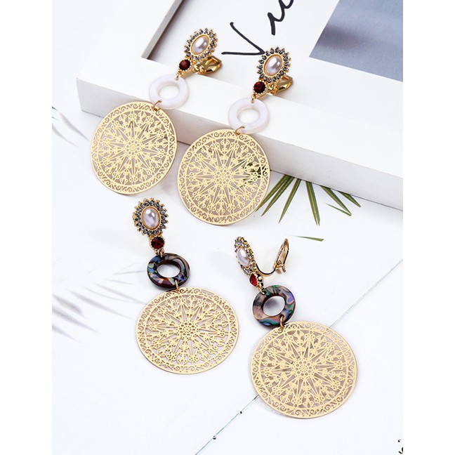 LRC Anting Tusuk Fashion Color Geometric Openwork Earrings F5785X