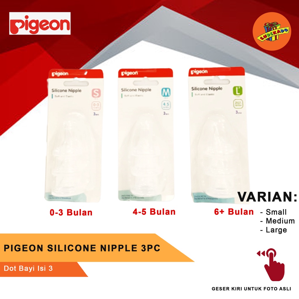 PIGEON SILICONE NIPPLE 3PC - Dot Bayi Isi 3pc