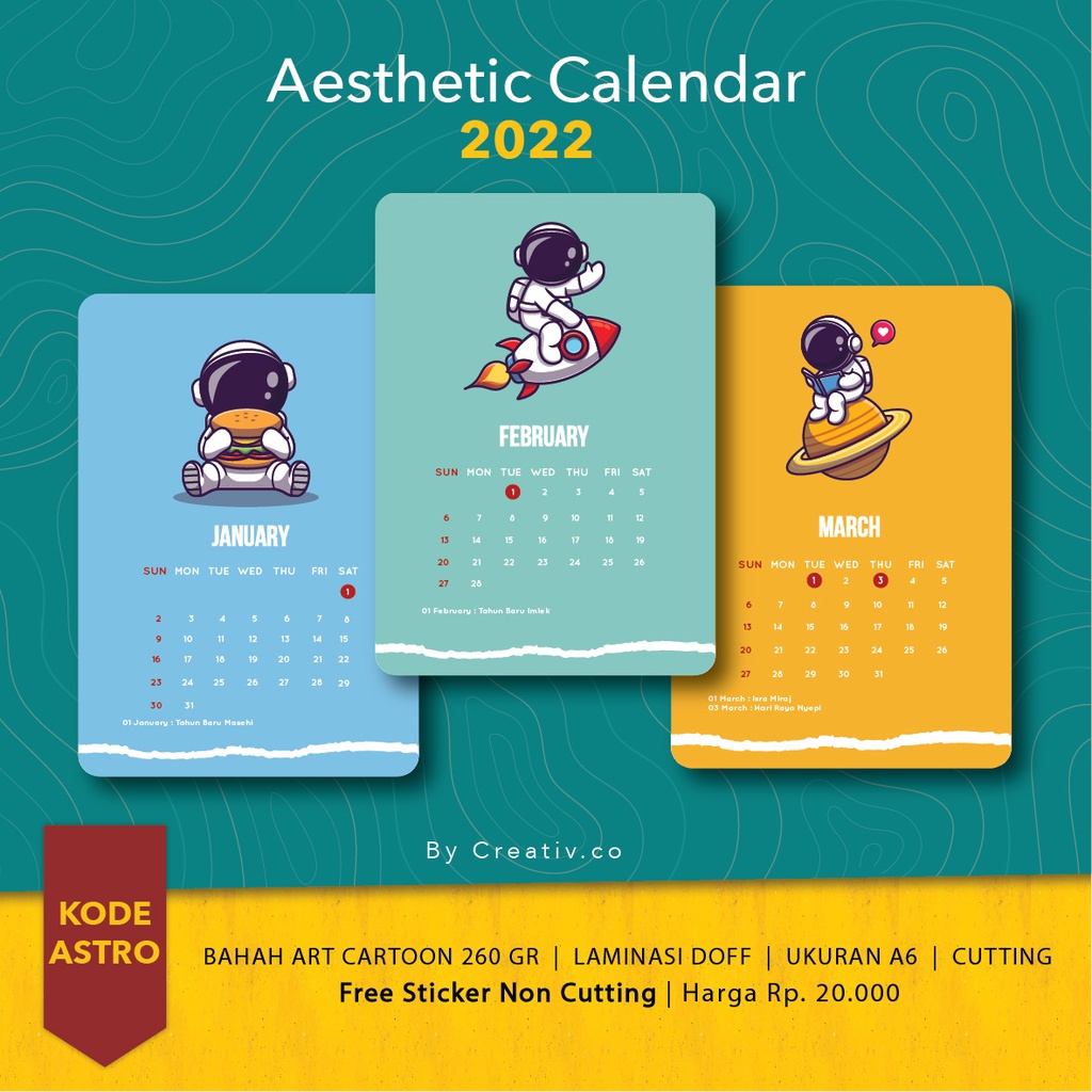 

KALENDER AESTHETIC 2024 ASTROUNAUT [KALENDER MURAH] [KALENDER TEMPEL] [KALENDER DINDING]