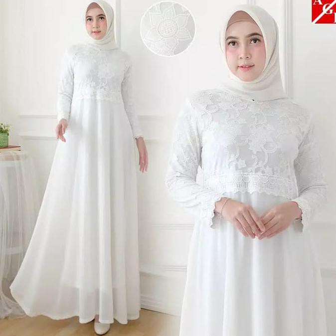 ► TERMURAH SETELAN WANITA KEKINIAN► SALE BAJU GAMIS WANITA BRUKAT/GAMIS PUTIH LEBARAN UMROH