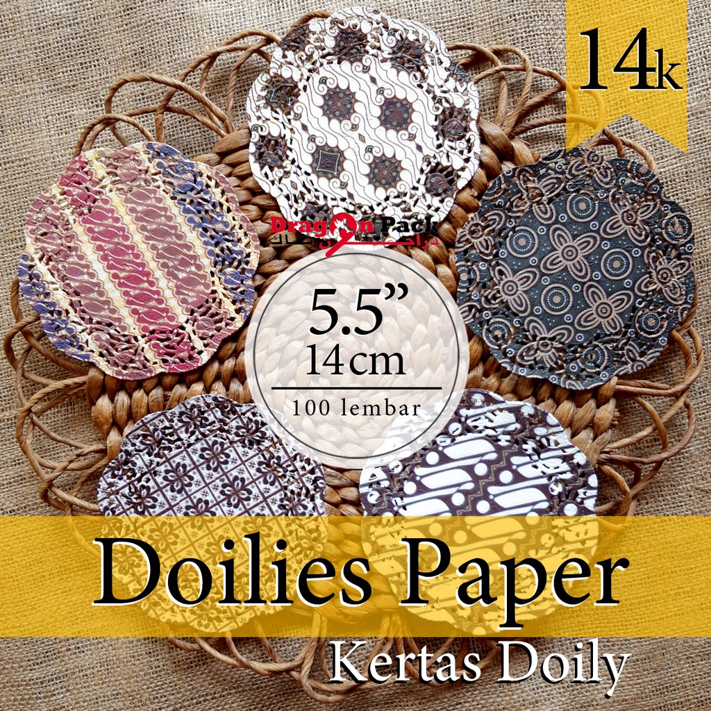 Doily Paper Kertas Doilies 5.5&quot; diameter (14 cm) Motif Batik isi 100 lembar Kertas Alas Renda