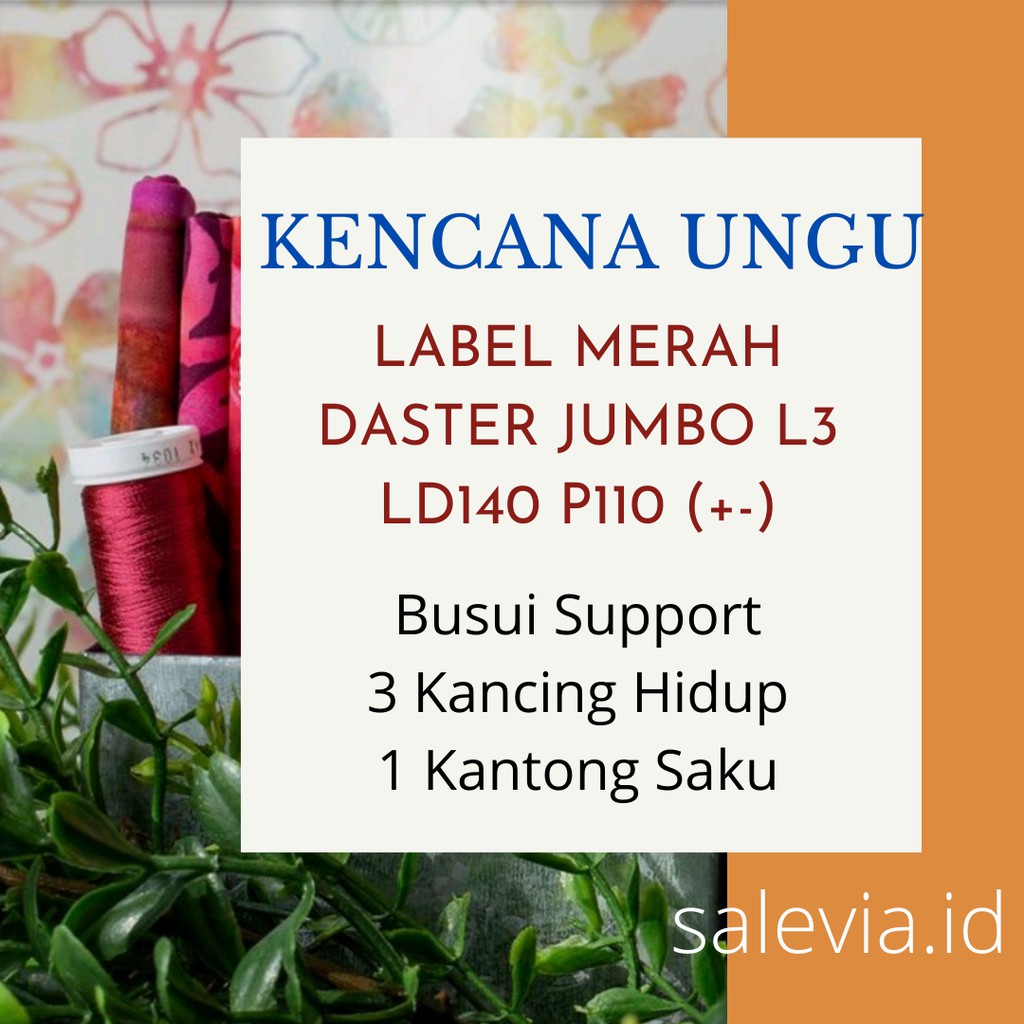 Salevia.id-Daster L3 Kencana Ungu Label Merah/Daster Jumbo Kancing 3 Busui Support