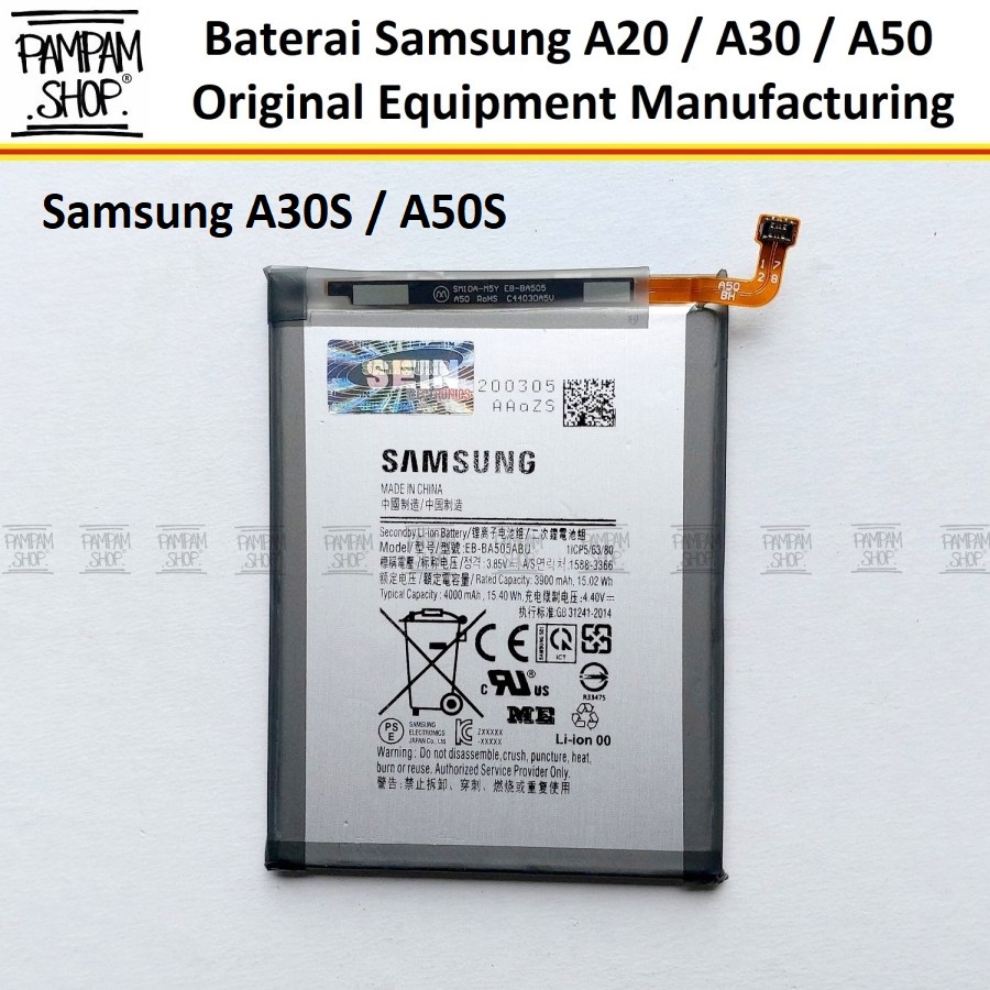 Baterai Samsung Galaxy A20 A205 A30 A305 A50 A30S A50S A505 Original OEM Batrai Batre EB-BA505ABU Handphone