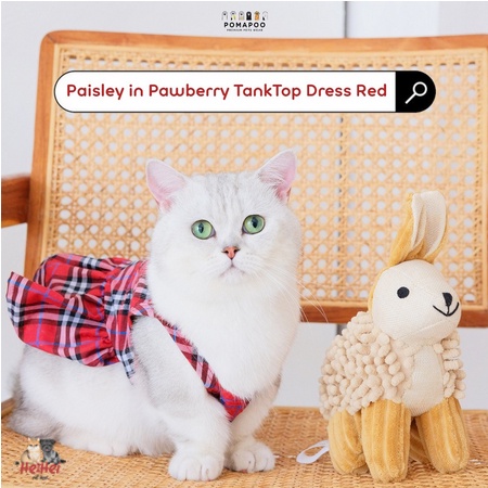 Pomapoo Pawberry Dress - Baju Dress Kucing Anjing Betina - Female Cat Dog Dress