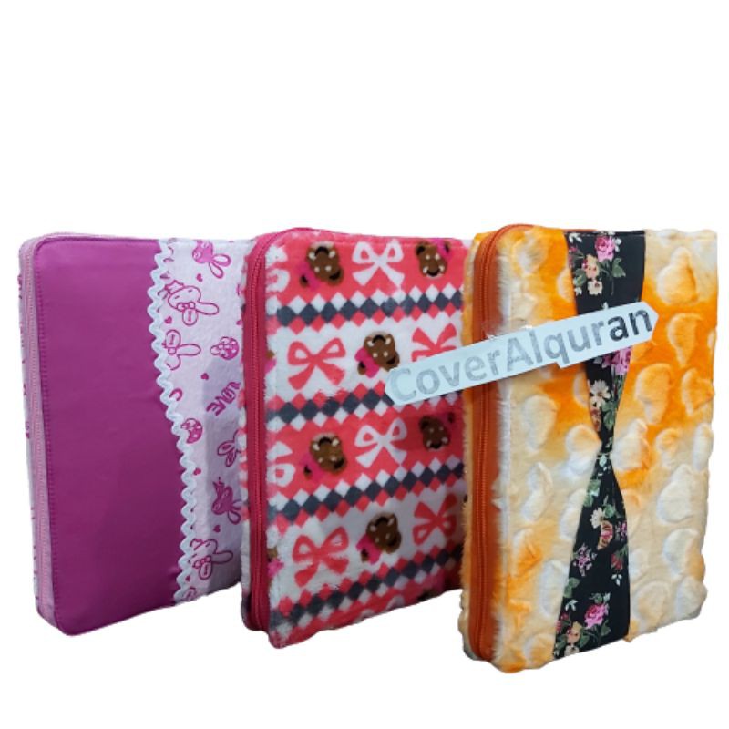 SAMPUL A5 saja - SAMPUL AL QURAN ANAK RESLETING BAHAN BLUDRU VELBOA - COVER ALQURAN ANAK LUCU