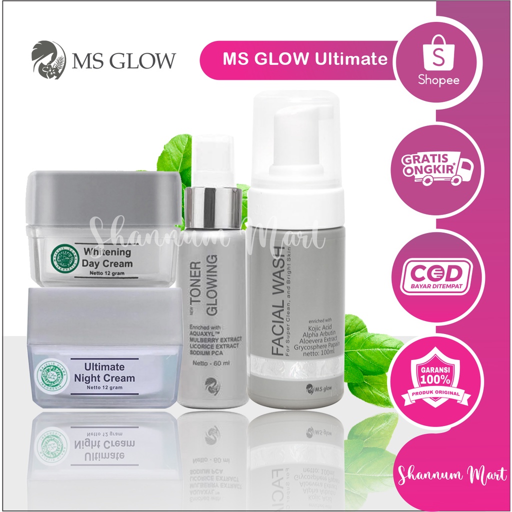 MS GLOW Ultimate - MSGlow Paket Penghilang Flek Hitam - MS Glow Paket Ultimate Flek FREE POUCH