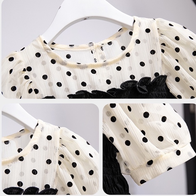 SSP59-Setelan Set Anak Perempuan Polka Top + Kulot Pants