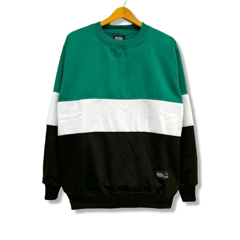 BISA COD sweater Crewneck 3D Hitam Putih Tosca Sweater Kombinasi Pria Wanita