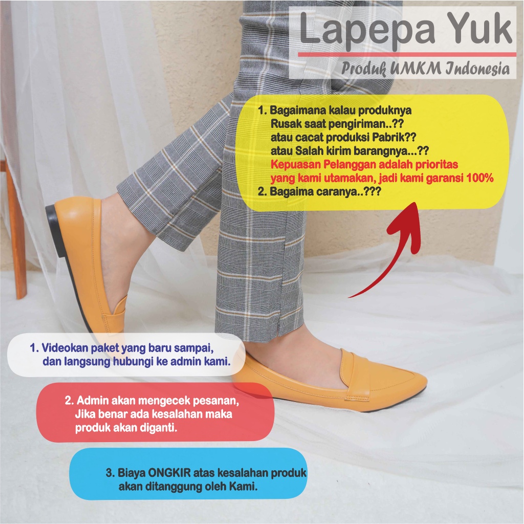 LAPEPA YUK - Sepatu Flat Shoes Wanita TITIAN Untuk Kerja kantor Spatu Flatshoes Ballerina Cewek Kuliahan Jalan Santai Casual Empuk Nyaman Slop Lancip Warna APRICOT  Orange Soft Selop Premium Original Kekinian Terbaru Shoes ORI Mall Official Store