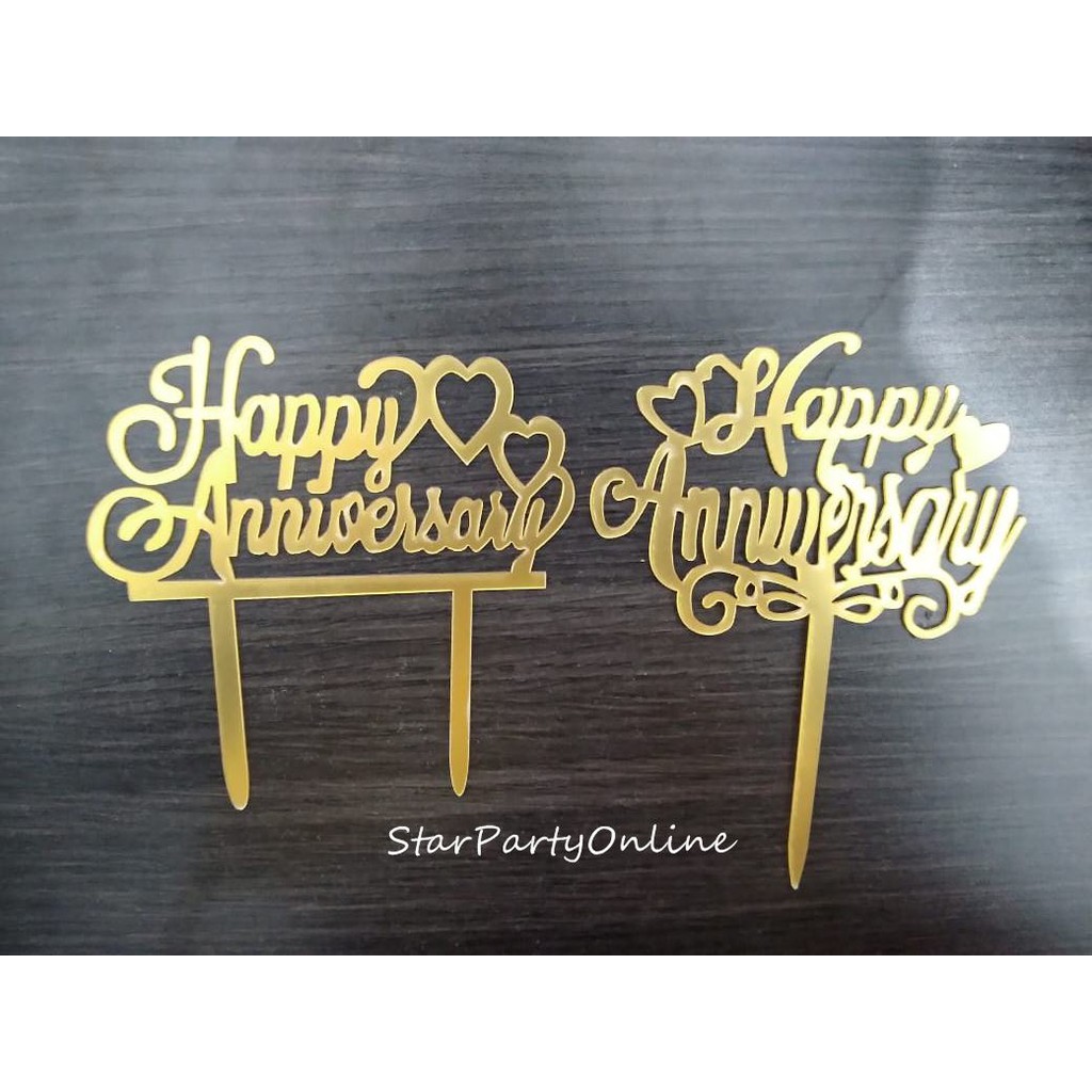 Topper Kue Acrylic Hapy Anniversary /Cake Topper /Hiasan Kue