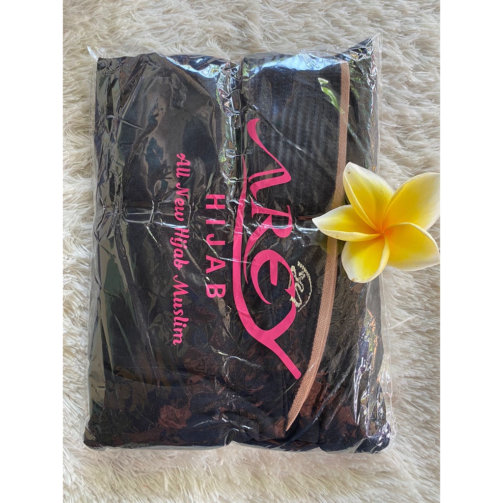 HIJAB INSTANT AREY SYAR'I LIST JERSEY//JILBAB JUMBO SYARI LIST BY AREY HIJAB-Hitam