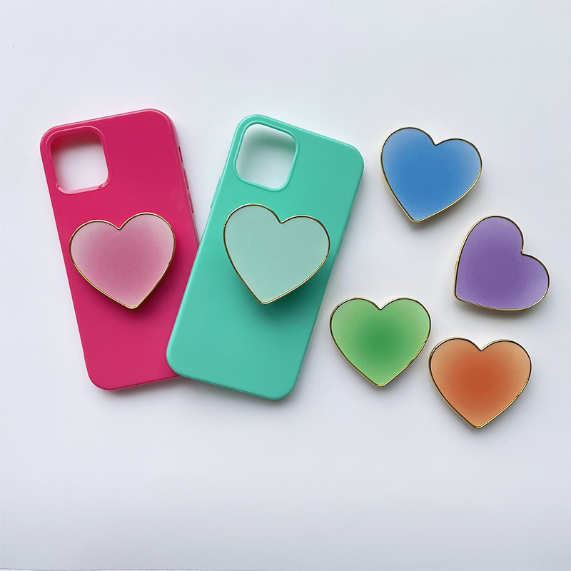 Creative Gold Side Love Shape Phone Stand Phone Bracket Colorful Airbag Telescopic Stand