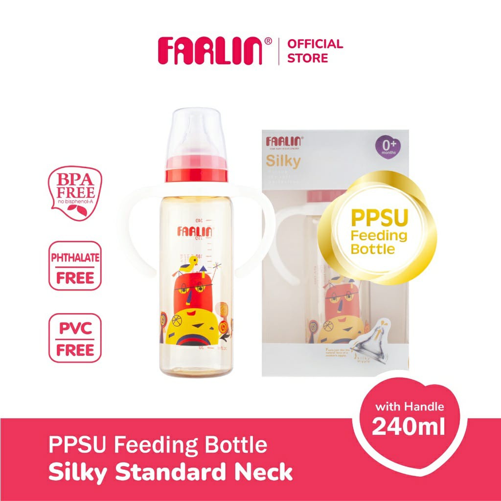 Farlin Silky PPSU Wide Neck Little Artist Feeding Bottle with Handle  270 ml - Botol Susu Bayi (AB-92012)