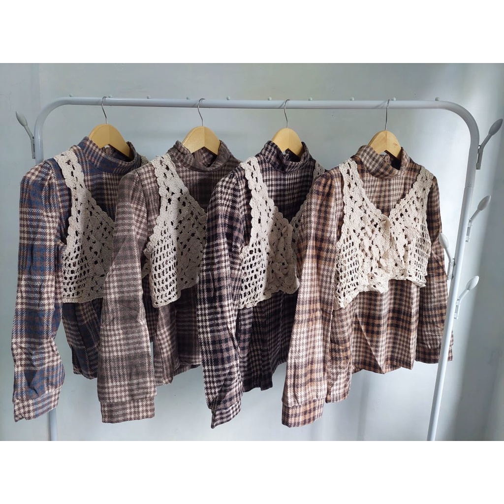 Blouse Flanel Import / Vest import / Vest Rajut / Blouse Set