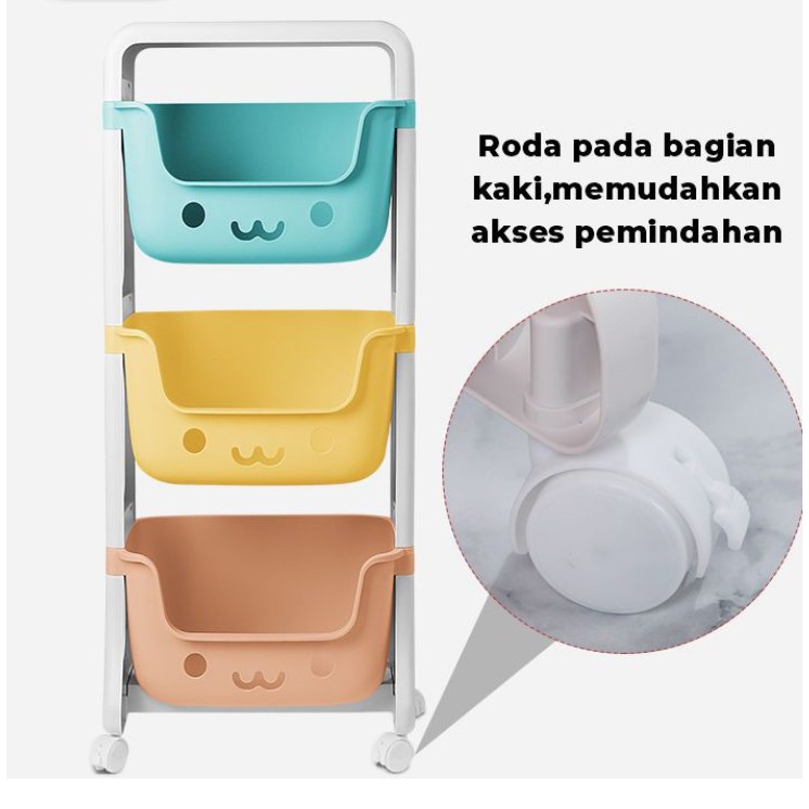 Rak Penyimpanan Mainan Anak Rak Roda 4 Susun Rak Dapur Rak Toilet