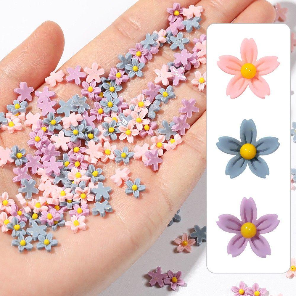 AUGUSTINA Augustina Nail Art Charms Elegan Resin Nail Beauty Hiasan Kuku Manikur Aksesoris Lima Kelopak Floret Dekorasi Kuku