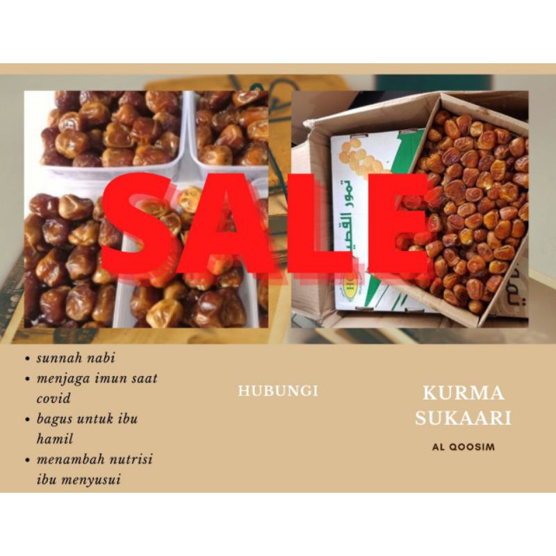 

PROMO lebaran makanan kurma organik asli madinah kurma sukari Alqasim 1 dus 3 kg oleh-oleh haji