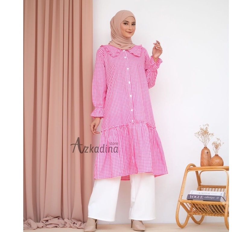 Termurah - Tunik - motif kotak semi midi Dress new model - Baju Wanitaa Terbaru 2022 - LITA - Busui 