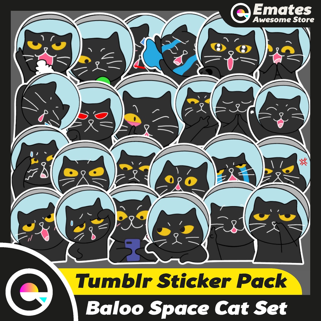

[ISI 25 PCS] Stiker Sticker Ballo Space Cat | Stiker Aesthetic Sticker Lucu