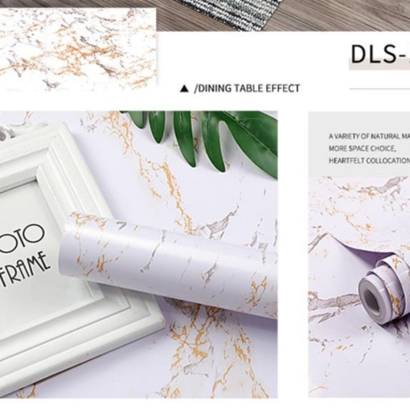 wallpaper sticker dinding marble dapur premium putih marmer/marble